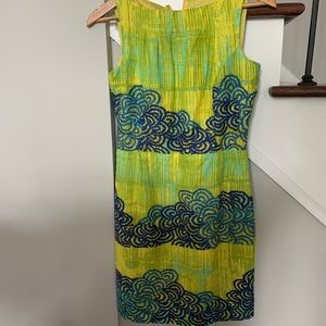 Anthropologie Tabitha Yellow Blue Azure Dress